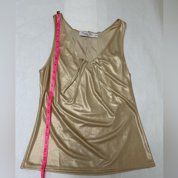 Christian Dior Gold Metallic Tank Vest Sleeveless Top w. pleats 🌟 - Picture 5 of 9